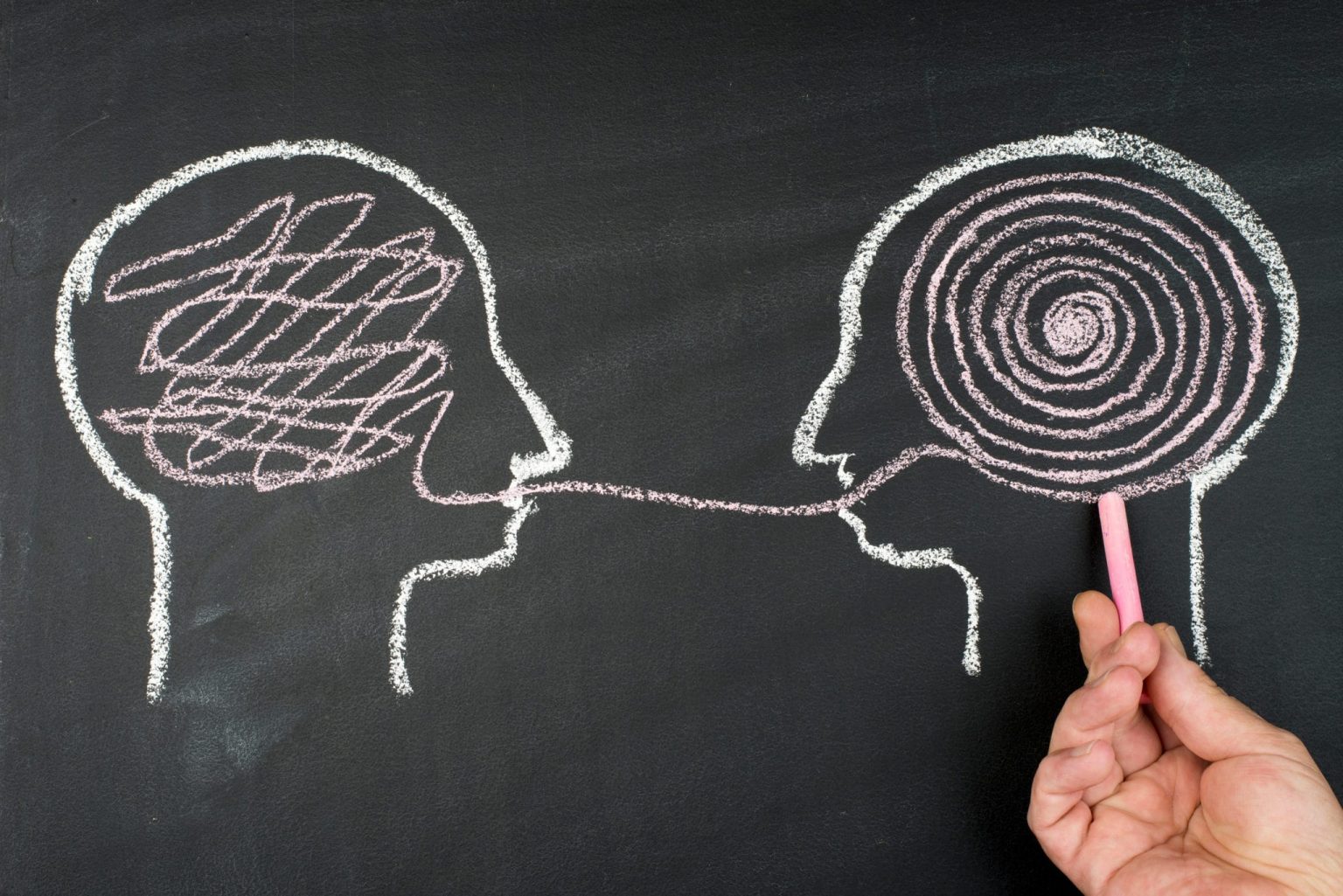 Speech-audiometry-test drawing of two people conversing